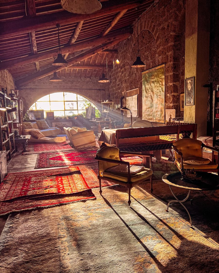 Sunlit library hall